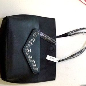 Black faux leather Charming Charlie bag